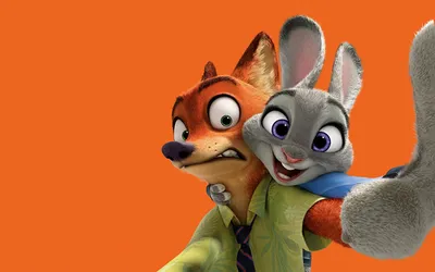 Фотография Лисы Зайцы Zootopia 2016 Мультики Цветной фон картинки