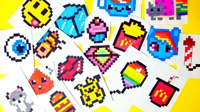 МОИ МИНИ РИСУНКИ ПО КЛЕТОЧКАМ ИЗ МАЛЕНЬКОГО БЛОКНОТИКА! my collection MINI  PIXEL ART - YouTube картинки