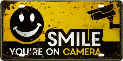 ᐉ Табличка металлическая Улыбнись В Камеру/Smile You'Re On Camera 15x30 см картинки