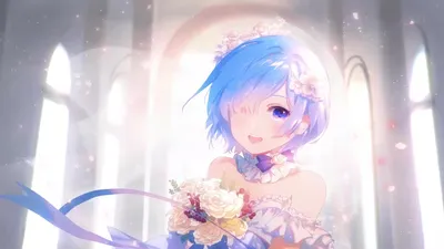 Рем в свадебном платье Re:Zero Live Wallpaper - WallpaperWaifu картинки