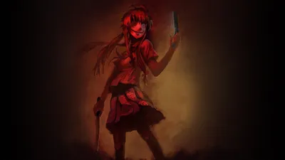 Anime Mirai Nikki Yuno Gasai Creepy Dark Red Wallpaper картинки