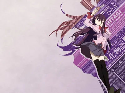 Скачать обои Monogatari Purple Hitagi Senjougahara картинки