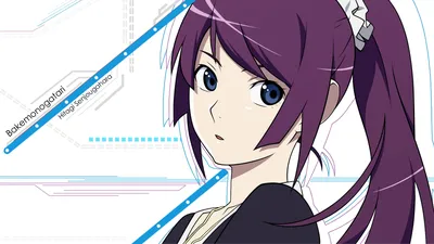 Senjougahara Hitagi Monogatari Series blue eyes #ponytail #4K #wallpaper #hdwallpaper #desktop Аниме, Женское аниме, Персонажи картинки