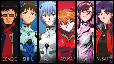 1032766 иллюстрация, аниме, Neon Genesis Evangelion, Аска Лэнгли Сорю, Аянами Рей, Икари Синдзи, Кацураги Мисато, Гэндо Икари, мангака - Rare Gallery HD Wallpapers картинки