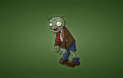 Обои минимализм, зомби, зеленый фон, Plants vs. Zombies, красный галстук  картинки на рабочий стол, раздел минимализм - скачать картинки