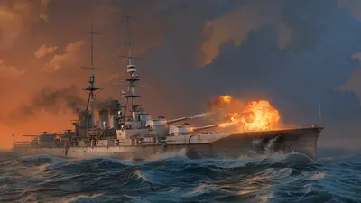 Арт с военным кораблёмиз world of warships - обои на рабочий стол картинки