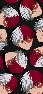 Обои Shoto Todoroki на черном фоне - MHA Wallpaper for Phone картинки