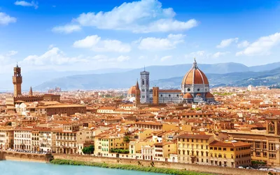 Скачать обои Florence, 4k, Arno River, Duomo, Panorama, Santa Maria del Fiore, Tuscany, Italy, Europe для монитора с разрешением 3840x2400. Высококачественные обои HD картинки картинки