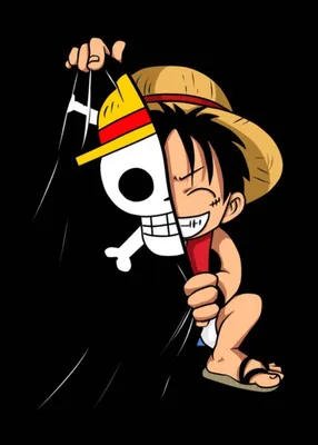 Скачать обои Monkey D Luffy и пиратский флаг картинки