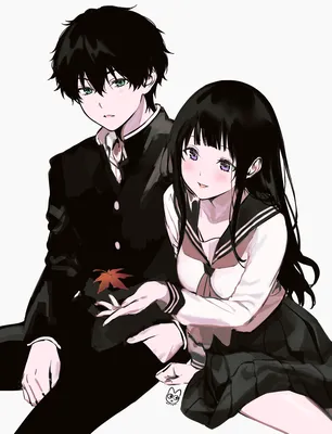 Аниме аниме Hyouka вишневый цвет Chitanda Eru Oreki Houtarou картинки