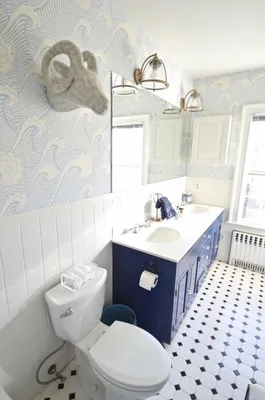 How To: Removable Wallpaper | Blue bathroom interior, Toilet remodel,  Bathroom styling картинки