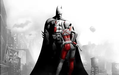 Обои пистолет, batman, бэтмэн, супергерой, комикс, harley queen, batman  arkham city, джокерша картинки на рабочий стол, раздел игры - скачать картинки