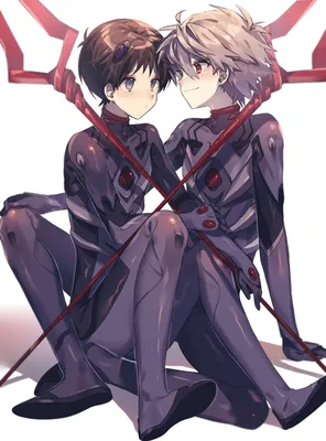 ikari shinji and nagisa kaworu (neon genesis evangelion and 2 more) drawn  by shirasunuko | Danbooru картинки