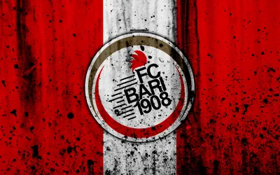 Скачать обои Bari, 4k, grunge, Serie B, football, Italy, new logo, soccer, FC Bari, stone texture, football club, Bari FC для монитора с разрешением 3840x2400. Высококачественные обои HD картинки картинки