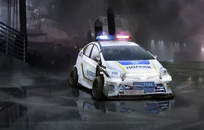 Обои мокро, авто, туман, тюнинг, рисунок, полиция, лужа, toyota, police,  hybrid, тойота, ukraine, paint, cop, cops, phothoshop картинки на рабочий  стол, раздел toyota - скачать картинки