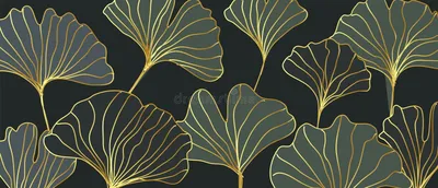 Роскошный дизайн обоев Golden Ginkgo Line Arts. Фото со стока - Иллюстрация золота, гинко: 204322725 картинки