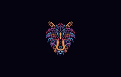 Обои Минимализм, Фон, Волк, Арт, Art, Abstract, Style, Color, Neon, Wolf, Background, Illustration, Minimalism, Animal, Decoration, Голова животного картинки на рабочий стол, раздел минимализм - скачать картинки