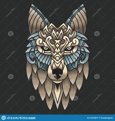 Абстрактный красочный орнамент Doodle Art Wolf Illustration Cartoon Concept Vector. Подходит для логотипа, обоев, тату, фона, стокового вектора - Иллюстрация логотипа, элемент: 214470917 картинки