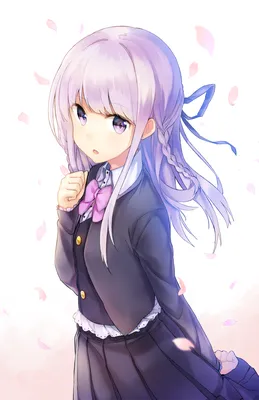 сапоги dangan-ronpa flowers kirigiri kyouko длинные волосы лепестки фиолетовые глаза фиолетовые волосы saberiii | konachan.com - Konachan.com Аниме Обои картинки