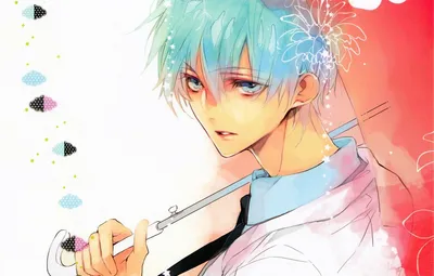 Wallpaper look, umbrella, handle, tie, guy, blue hair, art, kuroko tetsuya,  Kuroko's basketball, sideways, No Basuan of the kur, akaza samamiya images  for desktop, section сёнэн - download картинки