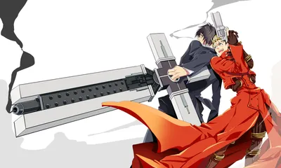 Обои Trigun, Vash The Stampede, Gun, Glasses, Nicholas D. Wolfwood, Machine Gun, Futuristic HD / Обои для рабочего стола и мобильного телефона картинки