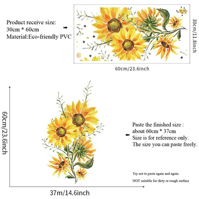 Настенные наклейки с изображением подсолнуха для гостиной, дивана,  Декорации для спальни, домашний декор, наклейки для украшения стен, обои -  купить по выгодной цене | AliExpress картинки