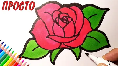 HOW TO SIMPLY DRAW A ROSE. Drawings for kids and beginners - YouTube картинки