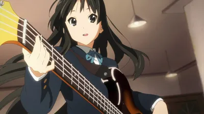 k on , Guitars, Akiyama, Mio, Smiling, Open, Mouth, Anime, Anime, Girls Wallpapers HD / Обои для рабочего стола и мобильного телефона картинки