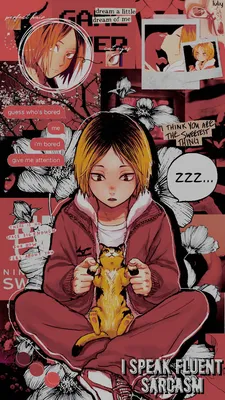 Скачать обои Kenma Kozume Red Aesthetic Mood Board картинки