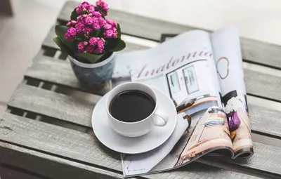 Обои flower, coffee, good morning, reading, magazine картинки на рабочий  стол, раздел настроения - скачать картинки