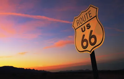 Обои USA, sky, landscape, sunset, sign, clouds, evening, street, Route 66,  signal, United States of America картинки на рабочий стол, раздел разное -  скачать картинки