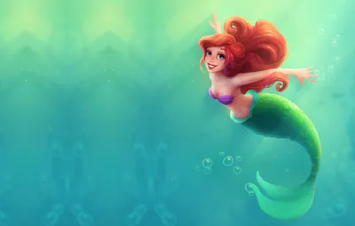 Обои море, вода, мультфильм, сказка, арт, принцесса, sea, Ariel, Ариэль,  русалочка, Little mermaid, детска, Ulyana Konichenkova картинки на рабочий  стол, раздел фильмы - скачать картинки