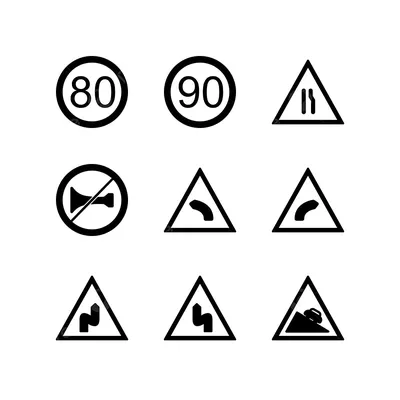 9 иконок дорожных знаков на белом фоне PNG , оранжевый, крест, в  великобритании PNG картинки и пнг рисунок для бесплатной загрузки картинки