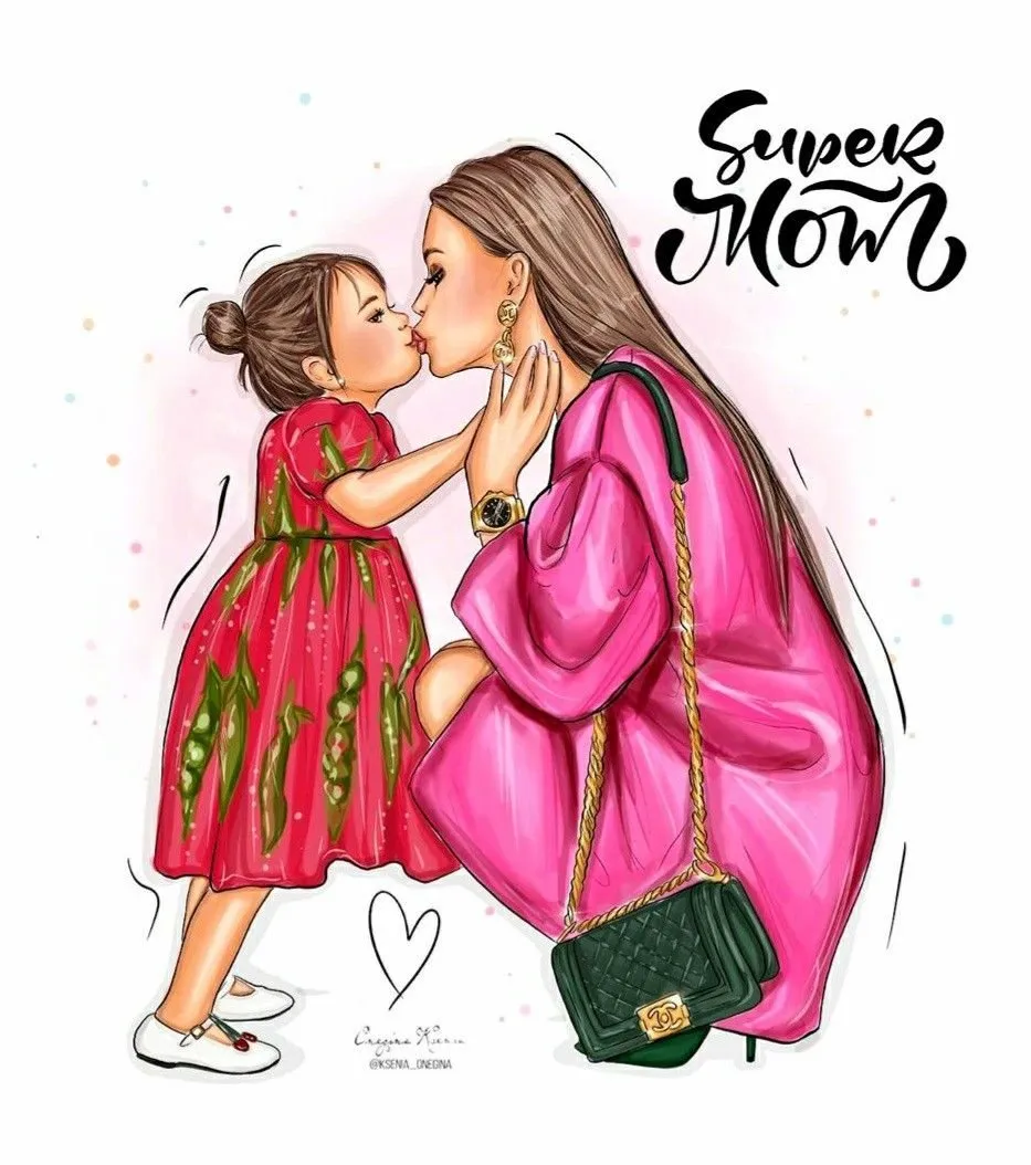 Картинки мама с дочкой красивые нарисованные