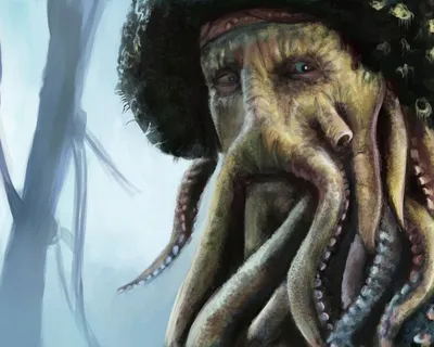 Обои на рабочий стол Рисунок Деви Джонса (Ктулту, Davy Jones) из Пиратов  Карибского моря, обои для рабочего стола, скачать обои, обои бесплатно картинки