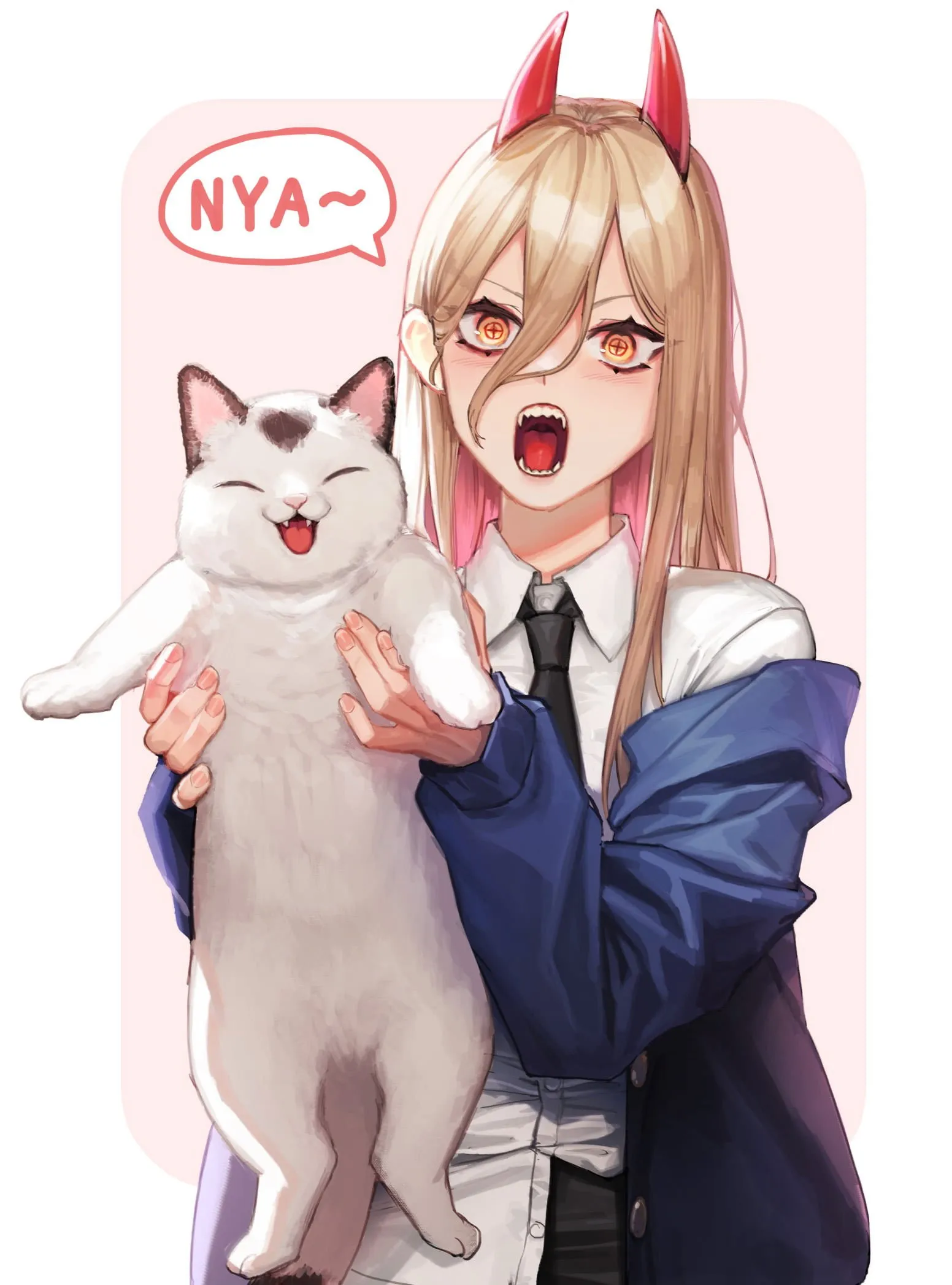 Love x power. Пауэр Chainsaw man. Пауэрс человек бензопила с Мявкой. Пуэр человек бензопила.