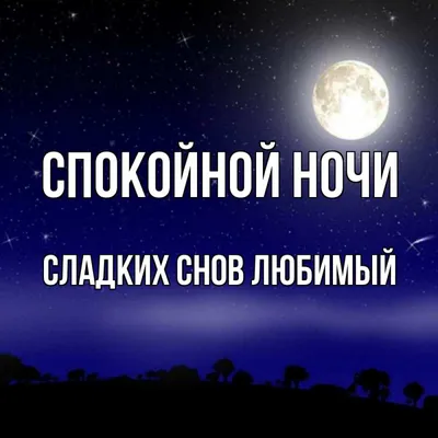 Открытка с именем СЛАДКИХ СНОВ ЛЮБИМЫЙ Спокойной ночи Тени леса луна и  звездопад. Открытки на каждый день с именами и пожеланиями. картинки