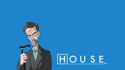 Рисованный хью лори на фоне надписи HOUSE | Обои для телефона картинки