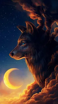 Pin de Елена Погорелова en Обои для Android | Pintura de luna, Luna de  lobos, Carteles de animales картинки