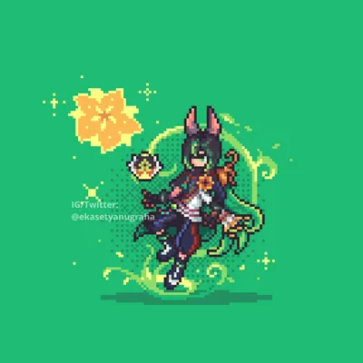 Eka Setya Nugraha 🍜 a Twitter: \"Genshin Impact Pixel Art - Tighnari. Наконец-то я вернулся после двухмесячного перерыва! Наслаждайтесь этим. Загрузите версию обоев для телефона здесь https://t.co/ogK2maXwfv #GenshinImpact # картинки