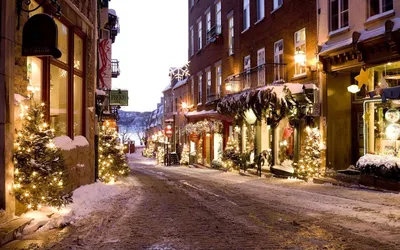 Картинка прогулки, Quebec, кстати, снег, Квебек, зданий, деревья, shop,  Christmas, buildings, snow, way, Рождество, улицы, street, walk, trees,  магазин 1920x1200 скачать обои на рабочий стол бесплатно, фото 63343 картинки