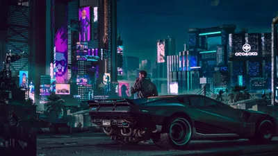 Картинка cyberpunk 2077, киберпанк 2077, город, машина, игра 1920x1080  скачать обои на рабочий стол бесплатно, фото 364738 картинки