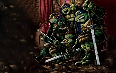 Обои TMNT, черепашки-ниндзя, donatello, leonardo, черепашки ниндзя,  michelangelo, comix, rafael картинки на рабочий стол, раздел фильмы -  скачать картинки