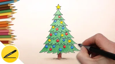 How to Draw a Christmas Tree step by step for kids | How to draw easy -  YouTube картинки