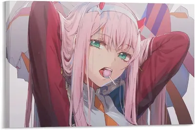 Anime Girl Zero Two 02 Darling in The FranXX Lollipop Poster Wall Art  Poster Gifts Bedroom Prints Home Decor Hanging Picture Canvas Painting  Poster 12 x 18 Inch (30 x 45 cm) : картинки