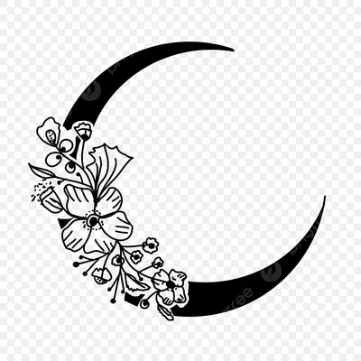 Moon Floral Black Moon Clip Art PNG , Луна, месячные зубы, линия PNG  картинки и пнг PSD рисунок для бесплатной загрузки картинки