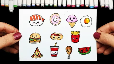 Cute food drawings for sketchbook | How To Draw Cute Food | Yulka's easy  drawings for sketching. - YouTube картинки