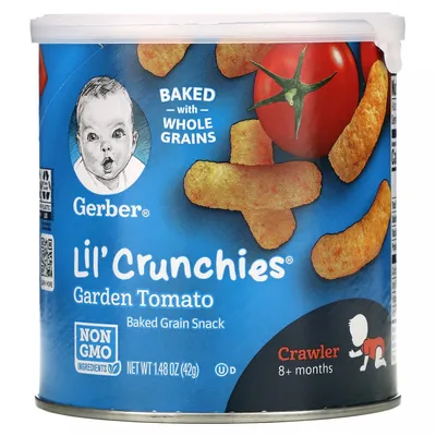 Gerber, Lil 'Crunchies, снек из запеченных злаков, от 8 месяцев, садовый  томат, 42 г (1,48 унции) купить в Москве картинки