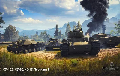 Обои WoT, World of Tanks, СУ-152, КВ-1С, СУ-85, Wargaming, Черчилль III  картинки на рабочий стол, раздел игры - скачать картинки