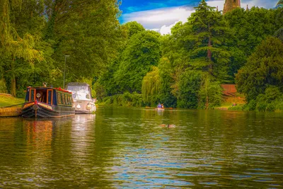 Фотография Великобритания Stratford Upon Avon Природа Корабли речка картинки